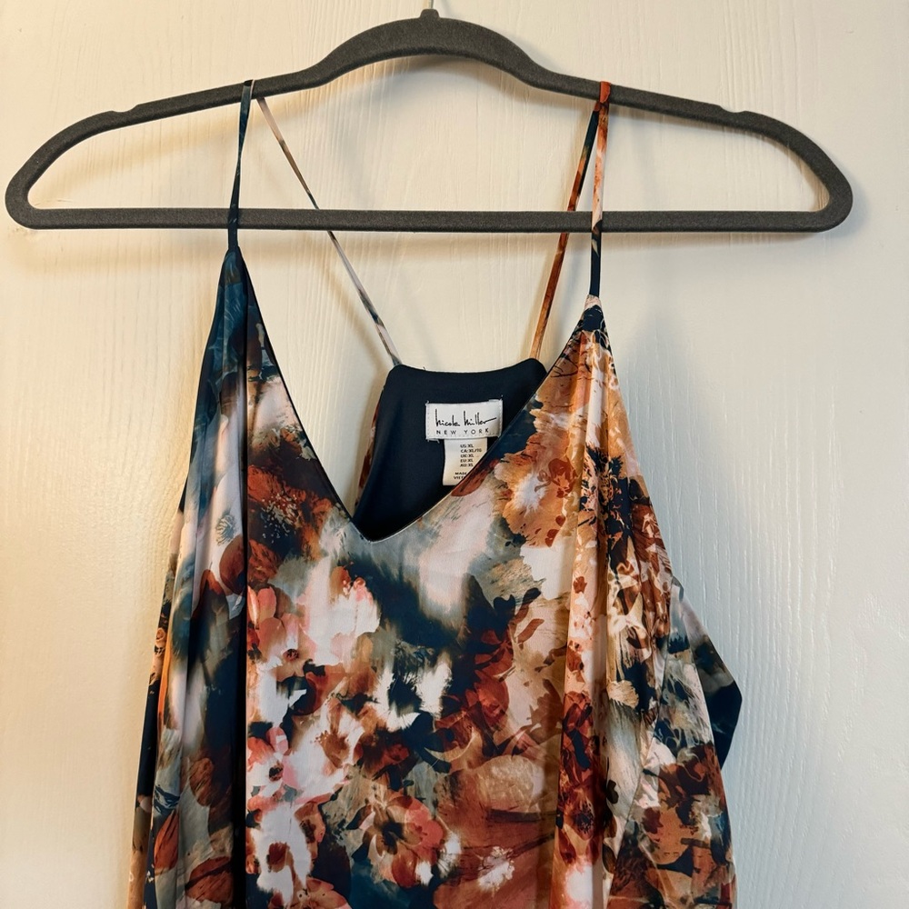 Nicole Miller Floral Maxi Dress - Blue, Brown, Cream